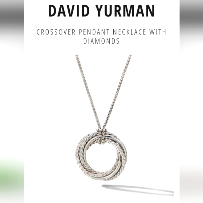 Crossover Pendant Necklace In Sterling Silver With Pav Diamonds